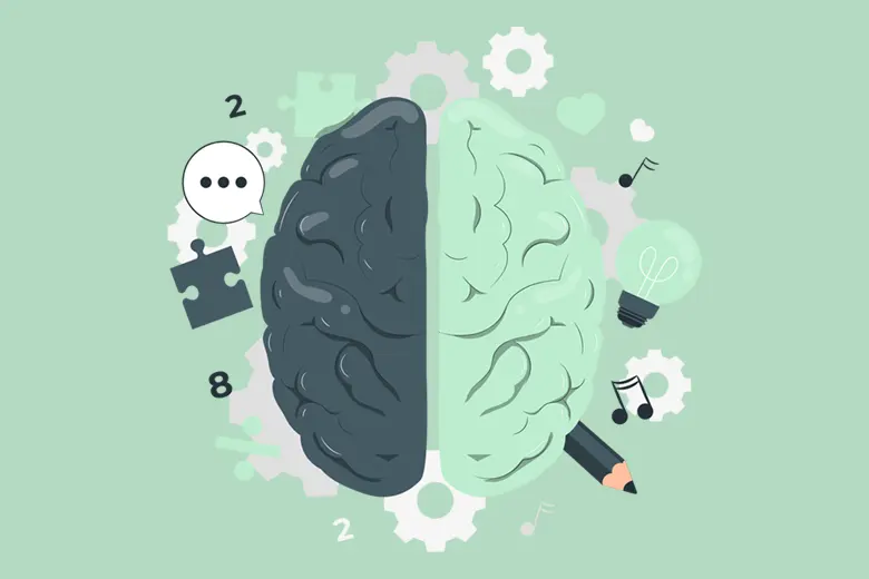 La ilustración muestra a un cerebro rodeado de números y otros objetos que simbolizan su función